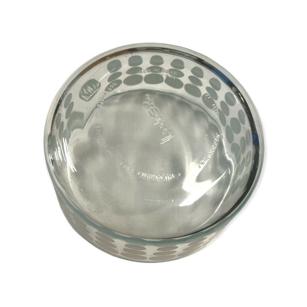 Pyrex 1915 White Polka Dot Clear Glass Bowl 1 Quart With Lid Anniversary Retro - Picture 4 of 5